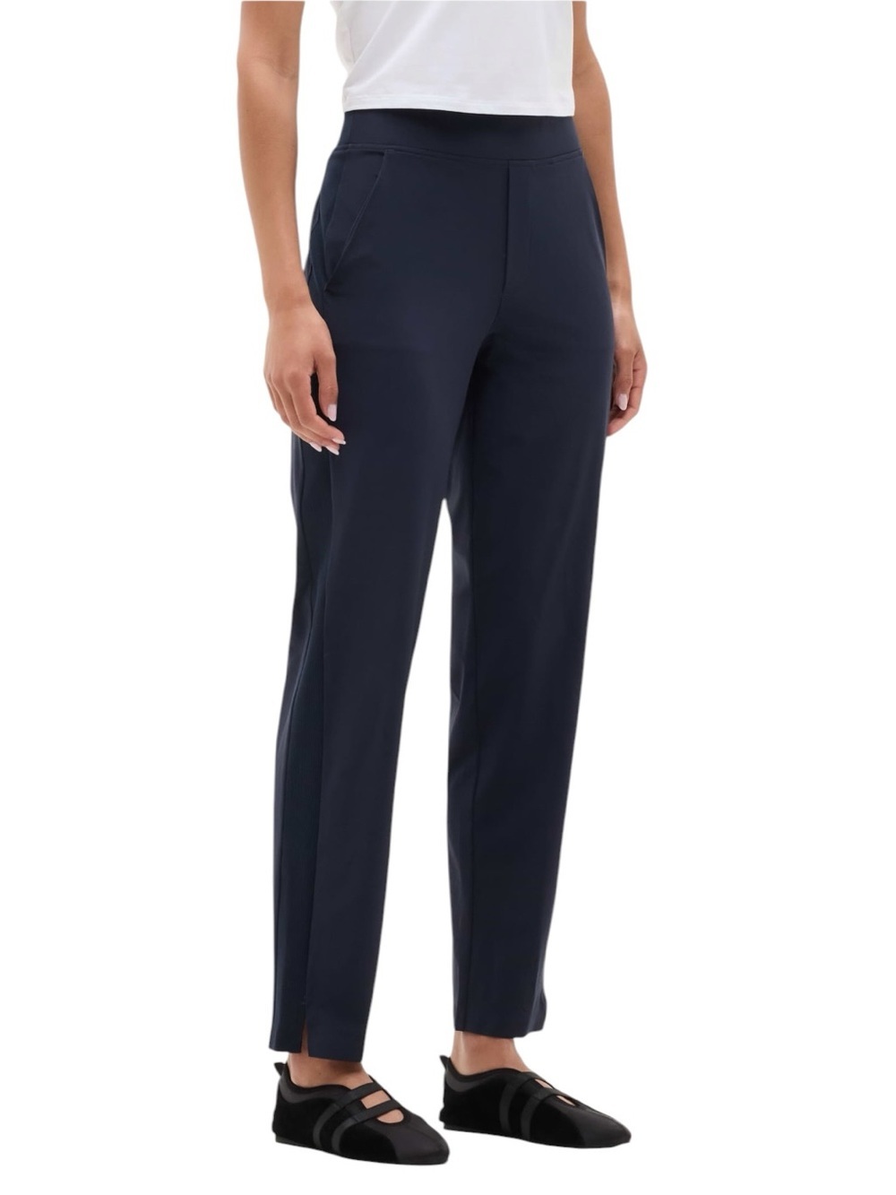 Athleta - Brooklyn Mid Rise Ankle Pants Navy Stretch Travel Career Sz 16